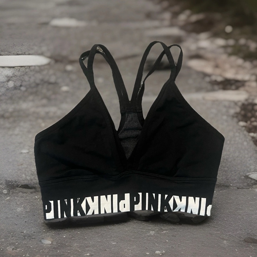 PINK Victoria's Secret Black Cool & Comfy Strappy Bralette Bra Size S (0819)